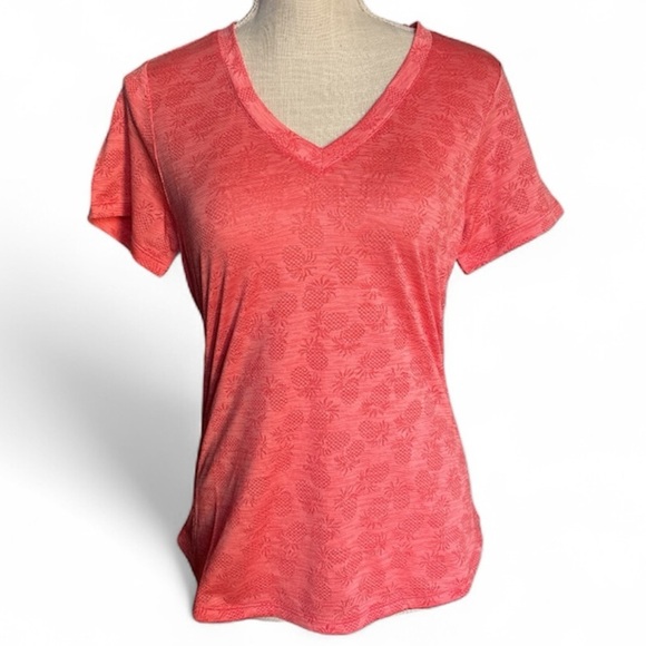 Tommy Bahama Coast Pineapple V-Neck T-Shirt in Bright Coral Size Small NWT - Picture 3 of 8